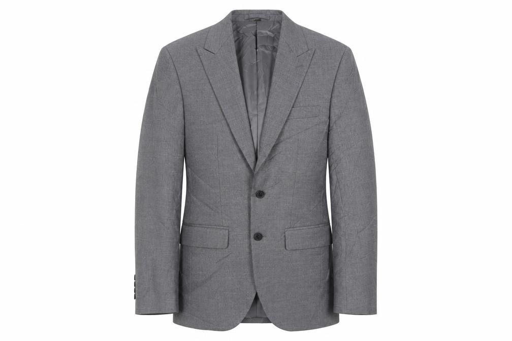 Front view of Marks & Spencer men’s grey polyester jacket suit jacket, size 36, regular