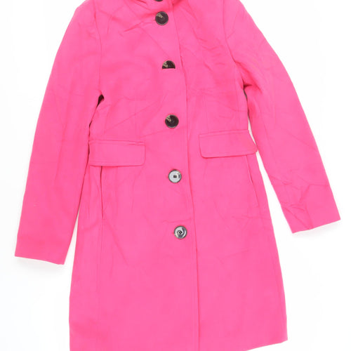 Marks and Spencer Womens Pink Overcoat Coat Size 8 Button