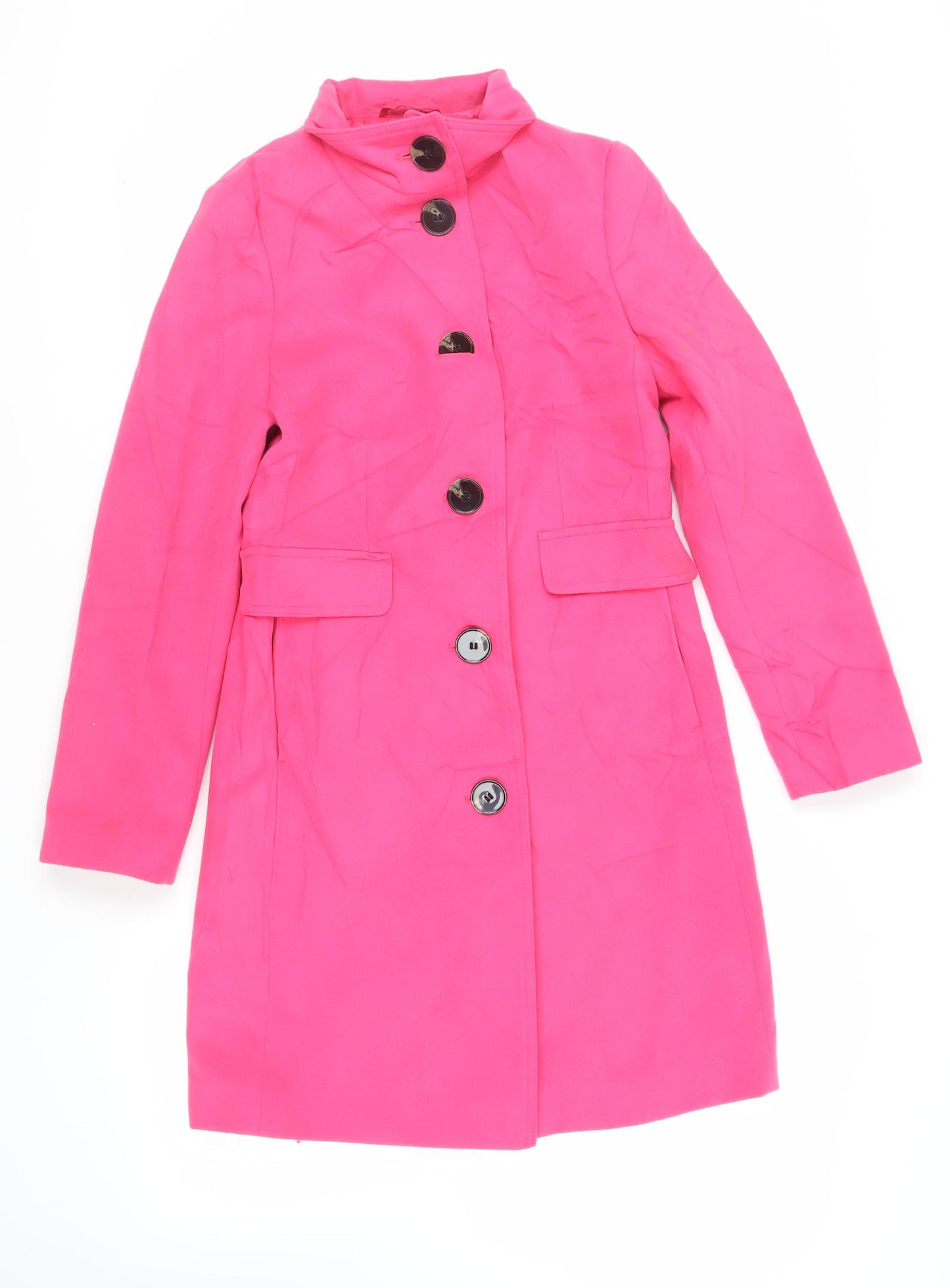 Marks and Spencer Womens Pink Overcoat Coat Size 8 Button