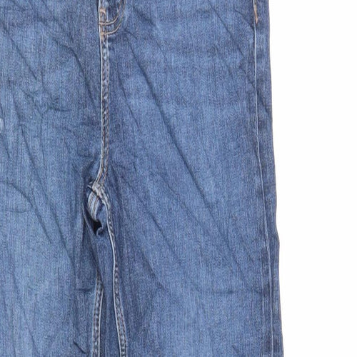 Marks and Spencer Womens Blue Cotton Skinny Jeans Size 8 L30 in Regular Zip - Raw Hem