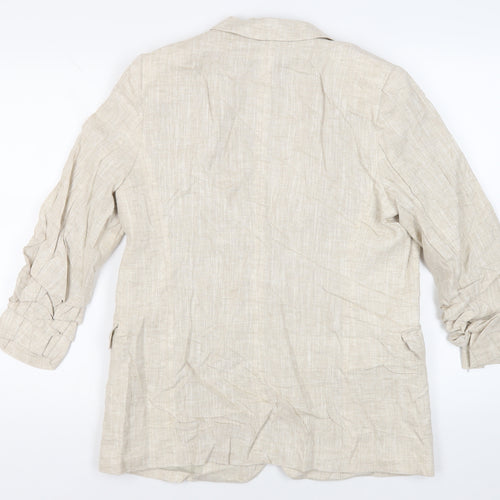 Marks and Spencer Womens Beige Jacket Blazer Size 12 - Open Ruched Sleeve