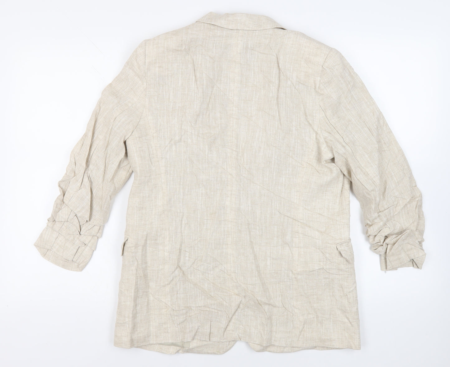 Marks and Spencer Womens Beige Jacket Blazer Size 12 - Open Ruched Sleeve