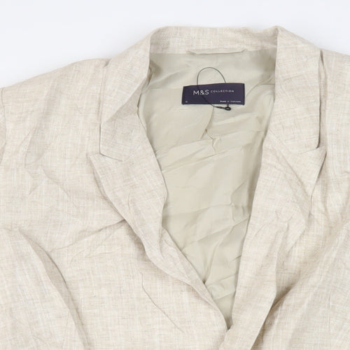 Marks and Spencer Womens Beige Jacket Blazer Size 12 - Open Ruched Sleeve