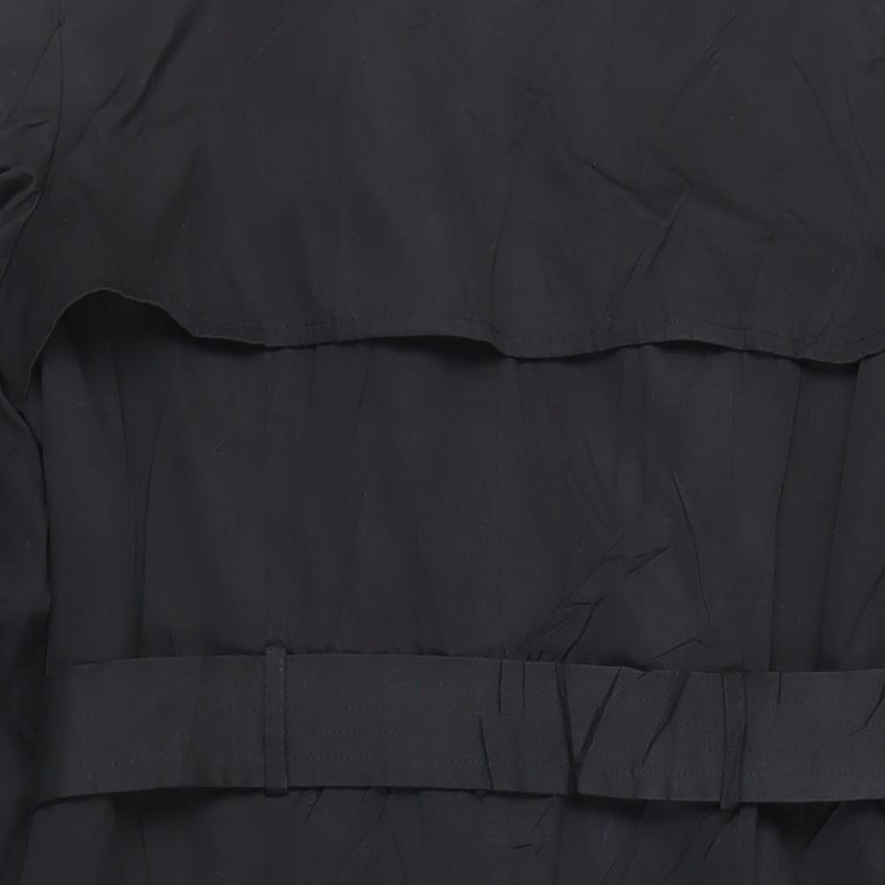 Marks and Spencer Womens Black Trench Coat Coat Size 14 Button - Belted