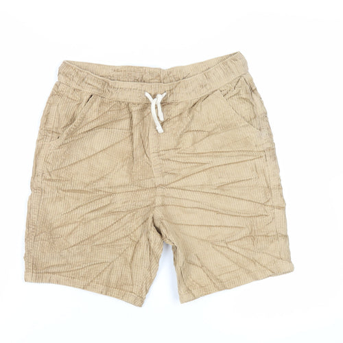Marks and Spencer Boys Beige Cotton Bermuda Shorts Size 13-14 Years Regular Drawstring - Adjustable Waist