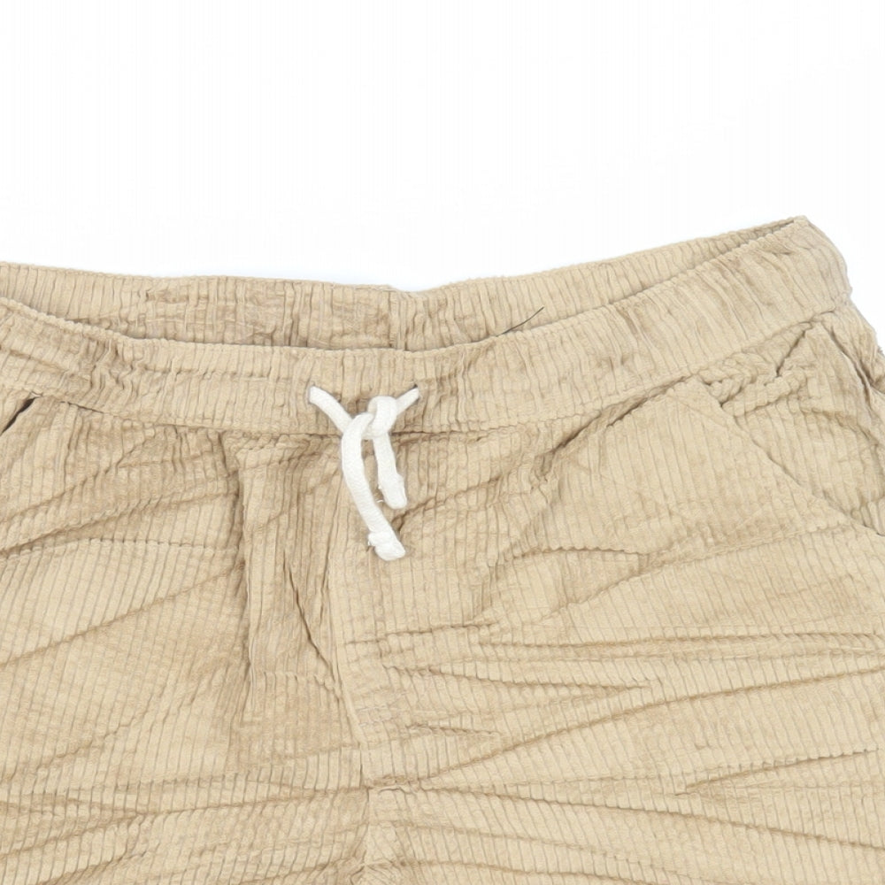 Marks and Spencer Boys Beige Cotton Bermuda Shorts Size 13-14 Years Regular Drawstring - Adjustable Waist