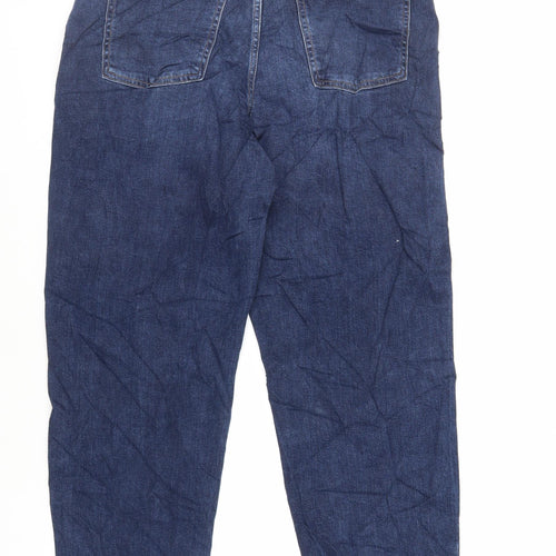 Marks and Spencer Womens Blue Cotton Tapered Jeans Size 14 L27 in Regular Zip