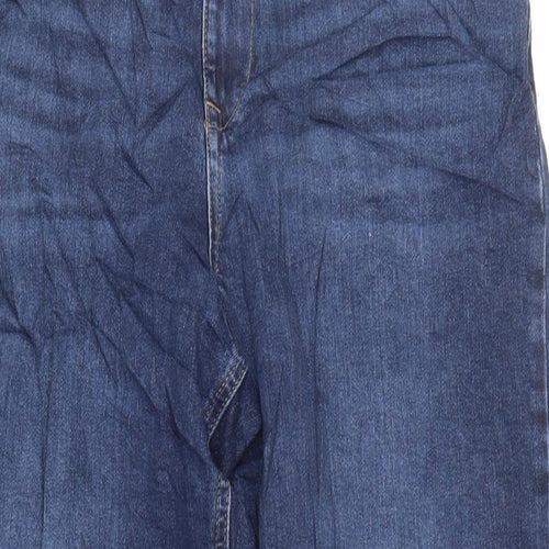 Marks and Spencer Womens Blue Cotton Tapered Jeans Size 14 L27 in Regular Zip