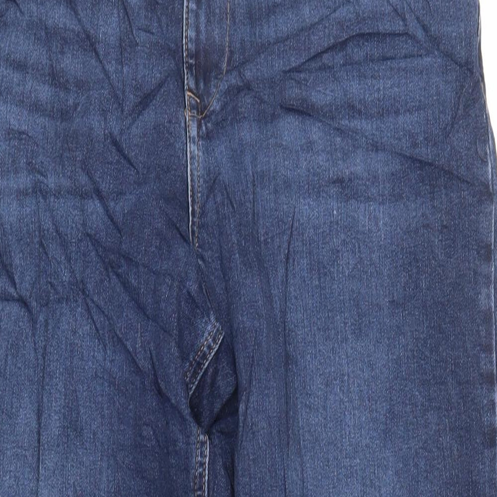 Marks and Spencer Womens Blue Cotton Tapered Jeans Size 14 L27 in Regular Zip