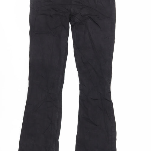 Marks and Spencer Womens Black Cotton Flared Jeans Size 8 L33 in Slim Zip
