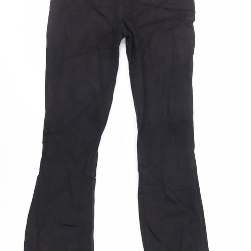Marks and Spencer Womens Black Cotton Flared Jeans Size 8 L33 in Slim Zip