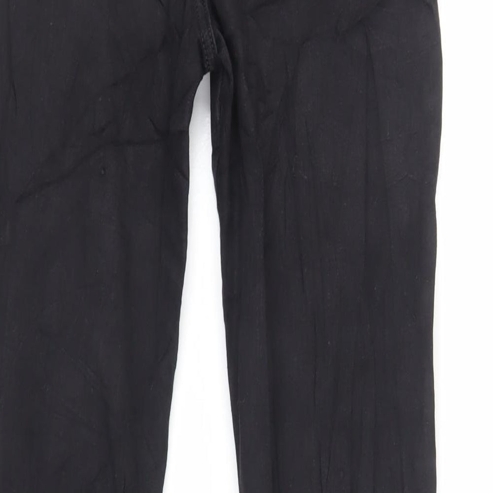 Marks and Spencer Womens Black Cotton Flared Jeans Size 8 L33 in Slim Zip