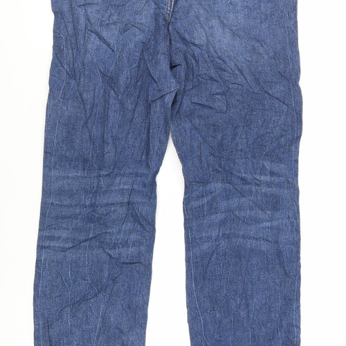 Marks and Spencer Womens Blue Cotton Straight Jeans Size 12 L31 in Regular Zip