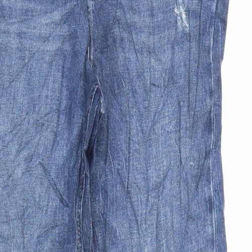 Marks and Spencer Womens Blue Cotton Straight Jeans Size 12 L31 in Regular Zip