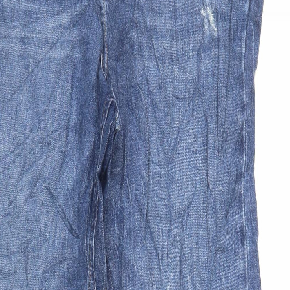 Marks and Spencer Womens Blue Cotton Straight Jeans Size 12 L31 in Regular Zip