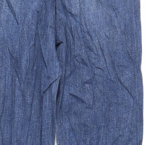 Marks and Spencer Womens Blue Cotton Straight Jeans Size 12 L31 in Regular Zip
