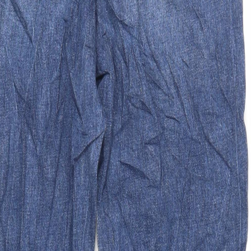 Marks and Spencer Womens Blue Cotton Straight Jeans Size 12 L31 in Regular Zip