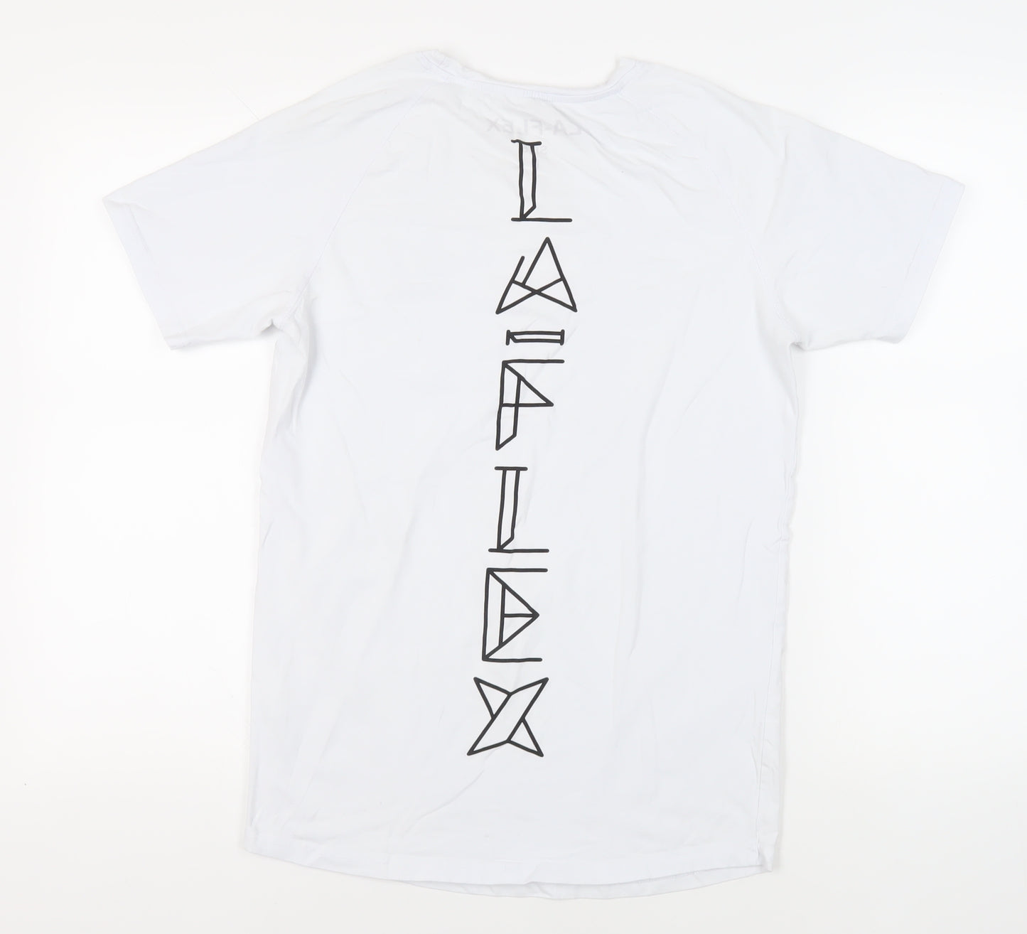 LA Flex Mens White Cotton T-Shirt Size L Crew Neck - Logo
