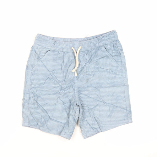 Marks and Spencer Boys Blue Cotton Bermuda Shorts Size 11-12 Years Regular Drawstring - Adjustable Waist