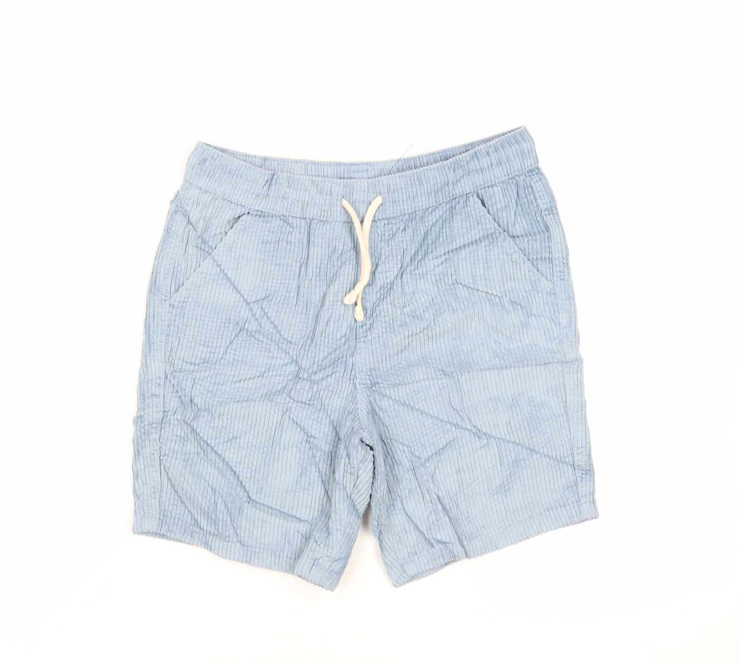 Marks and Spencer Boys Blue Cotton Bermuda Shorts Size 11-12 Years Regular Drawstring - Adjustable Waist