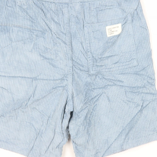 Marks and Spencer Boys Blue Cotton Bermuda Shorts Size 11-12 Years Regular Drawstring - Adjustable Waist