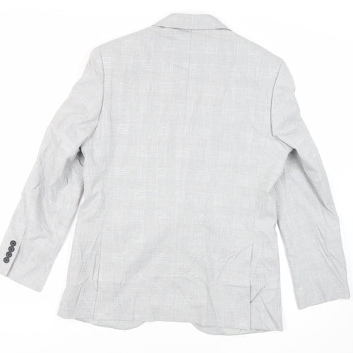 Marks and Spencer Mens Grey Plaid Polyester Jacket Suit Jacket Size 40 Regular