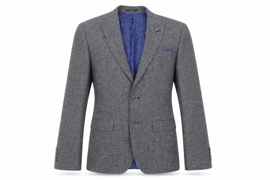 Front view of Marks & Spencer men’s blue cotton jacket blazer, size 36, regular