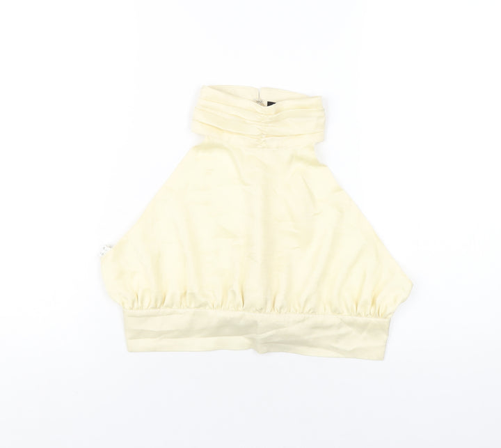 Nasty Gal Womens Ivory Polyester Basic T-Shirt Size 10 Halter