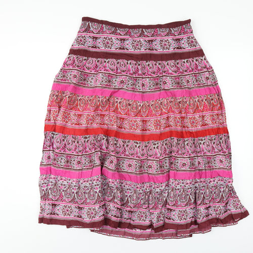 Warehouse Womens Pink Geometric Silk A-Line Skirt Size 12 Zip