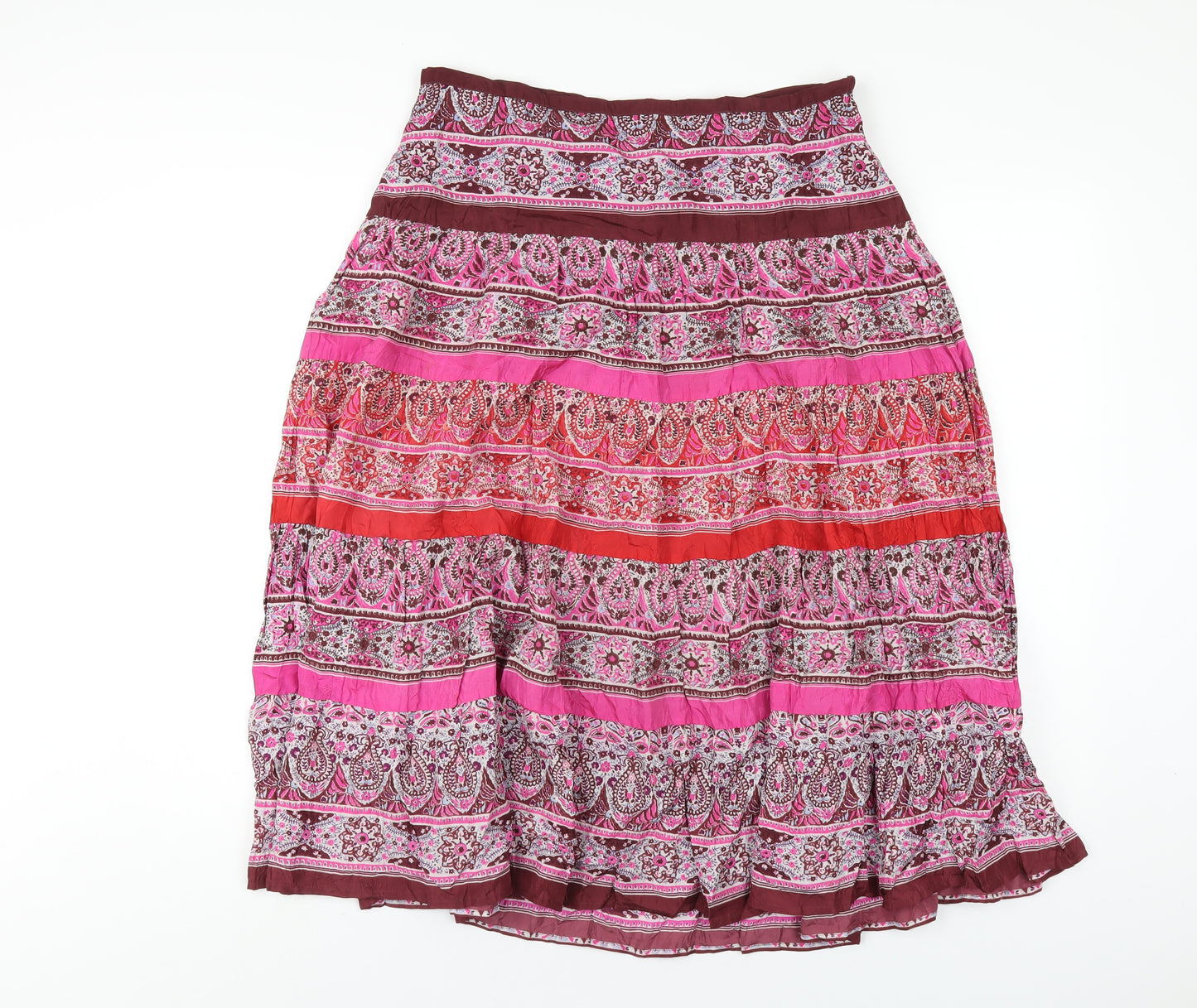 Warehouse Womens Pink Geometric Silk A-Line Skirt Size 12 Zip