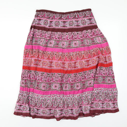 Warehouse Womens Pink Geometric Silk A-Line Skirt Size 12 Zip