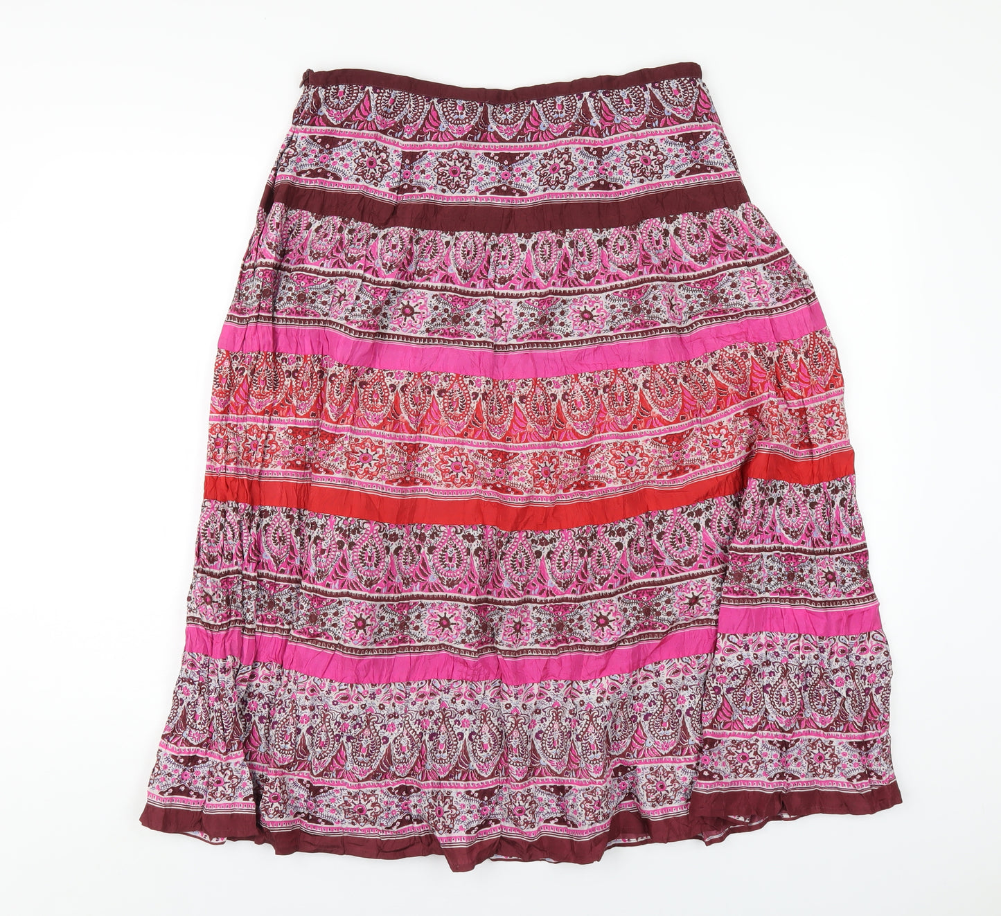 Warehouse Womens Pink Geometric Silk A-Line Skirt Size 12 Zip