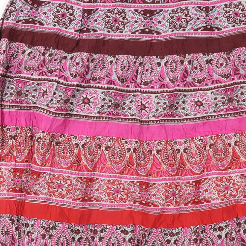 Warehouse Womens Pink Geometric Silk A-Line Skirt Size 12 Zip