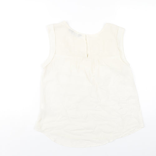 New Look Womens Ivory Polyester Basic Tank Size 12 Round Neck