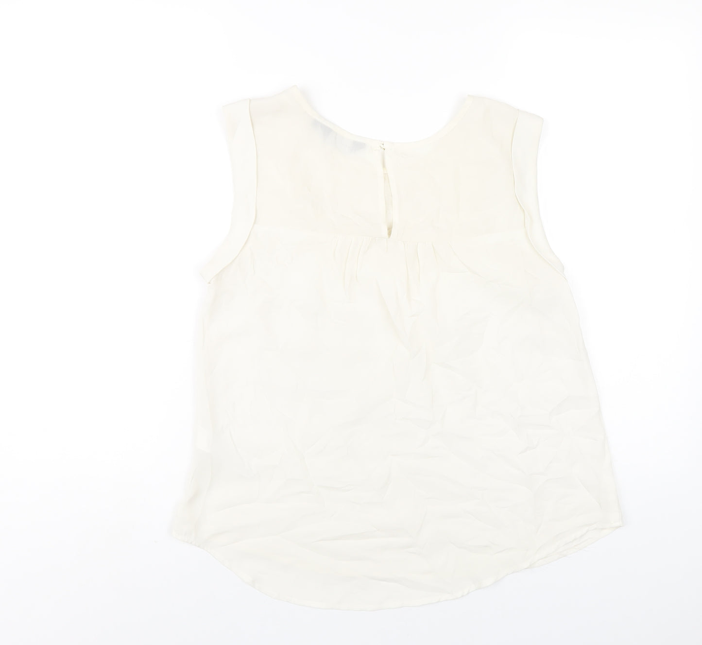 New Look Womens Ivory Polyester Basic Tank Size 12 Round Neck