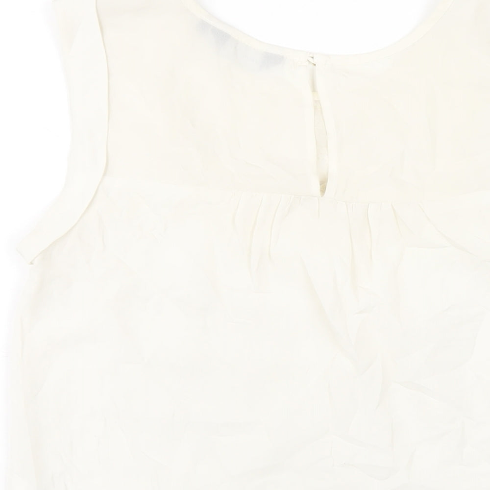 New Look Womens Ivory Polyester Basic Tank Size 12 Round Neck