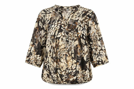 Front view of Wallis women’s multicoloured geometric polyester basic t-shirt, size UK 14, v-neck