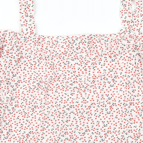 Dorothy Perkins Womens Multicoloured Floral Viscose Basic T-Shirt Size 10 Square Neck