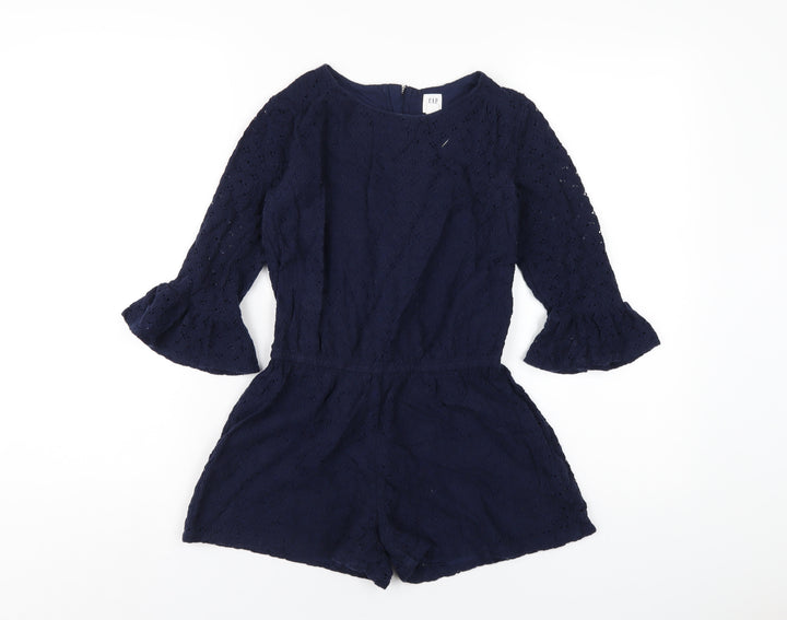 Gap Girls Blue Cotton Playsuit One-Piece Size M Zip