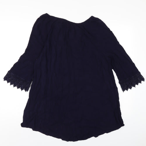 Daniel Rainn Womens Blue Viscose Basic T-Shirt Size 10 V-Neck