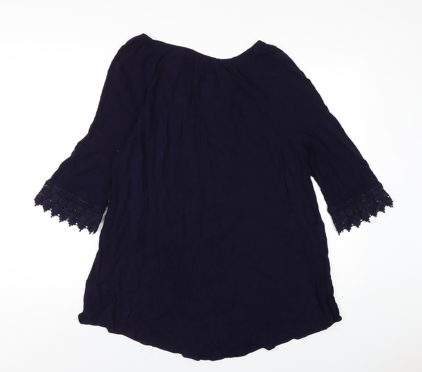 Daniel Rainn Womens Blue Viscose Basic T-Shirt Size 10 V-Neck