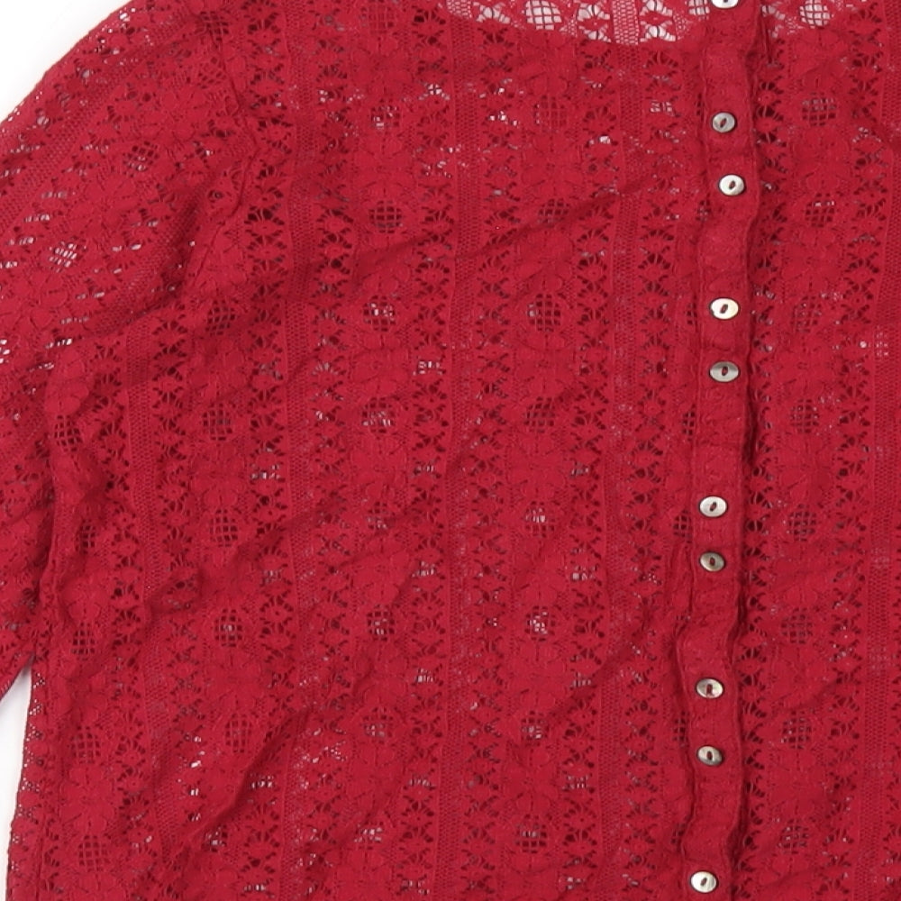 Fat Face Womens Red Cotton Basic T-Shirt Size 10 Round Neck