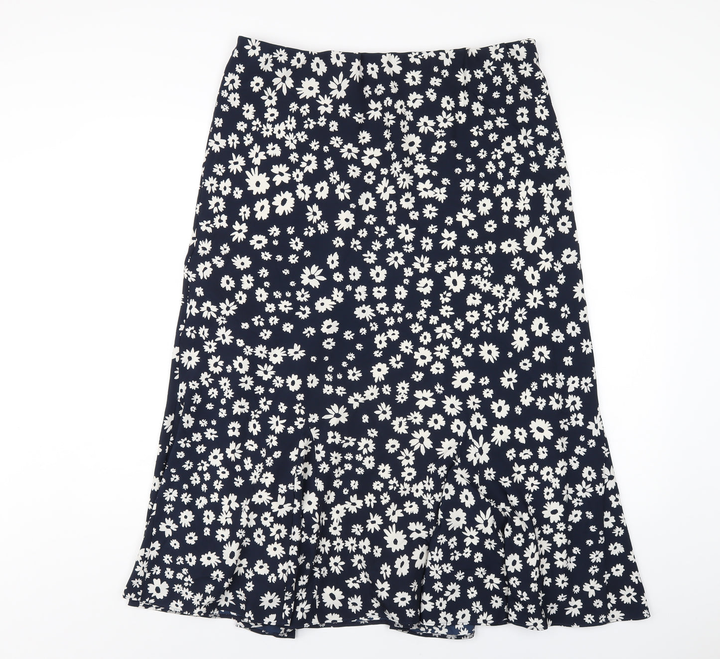 David Nieper Womens Blue Floral Polyester A-Line Skirt Size 16