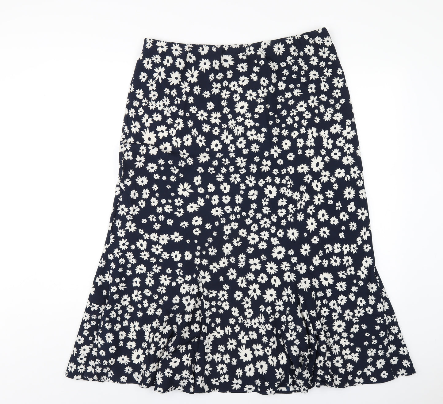 David Nieper Womens Blue Floral Polyester A-Line Skirt Size 16