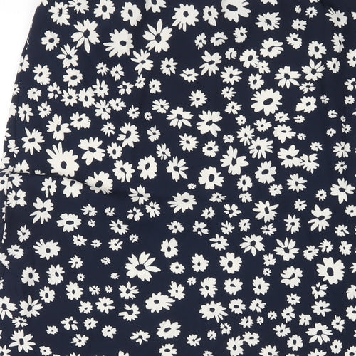 David Nieper Womens Blue Floral Polyester A-Line Skirt Size 16