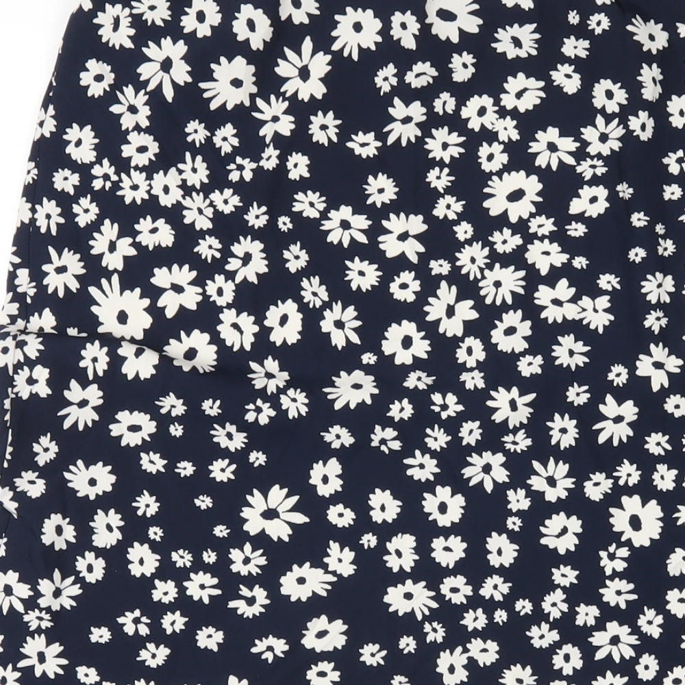 David Nieper Womens Blue Floral Polyester A-Line Skirt Size 16