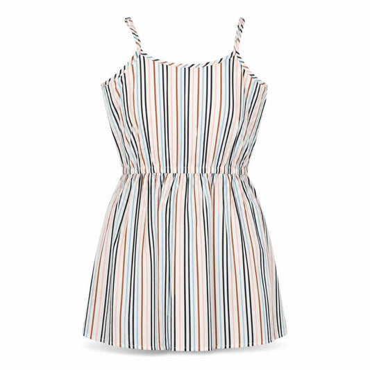 Front view of Boohoo women’s white striped polyester a-line, size UK 14, scoop neck pullover
