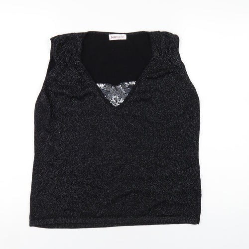 Bonmarché Womens Black Acrylic Basic Tank Size L Scoop Neck