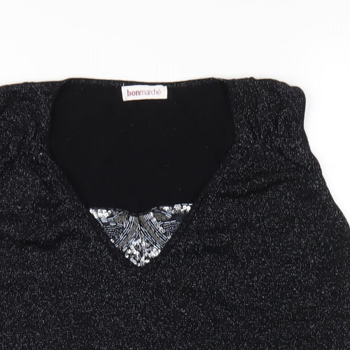 Bonmarché Womens Black Acrylic Basic Tank Size L Scoop Neck
