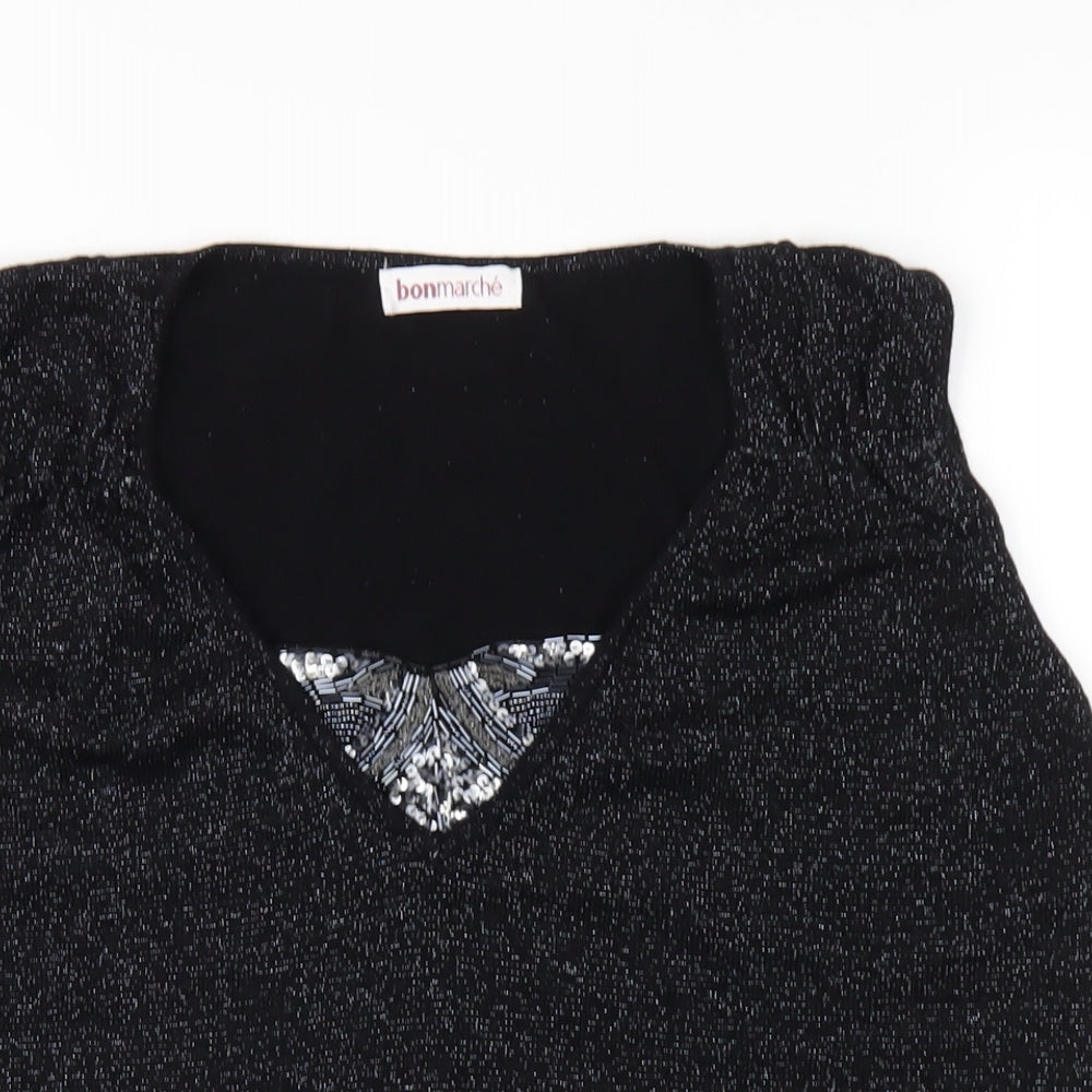 Bonmarché Womens Black Acrylic Basic Tank Size L Scoop Neck